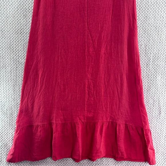 Terzo Millennio Dress Womens L Red Linen Tank Maxi Tiered Boat Neck Sleeveless - Picture 12 of 14